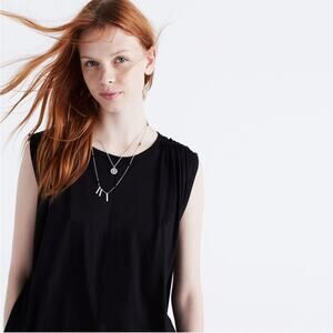 Madewell Black Overture Ruched Sleeve Swing Tank Top Size XS
